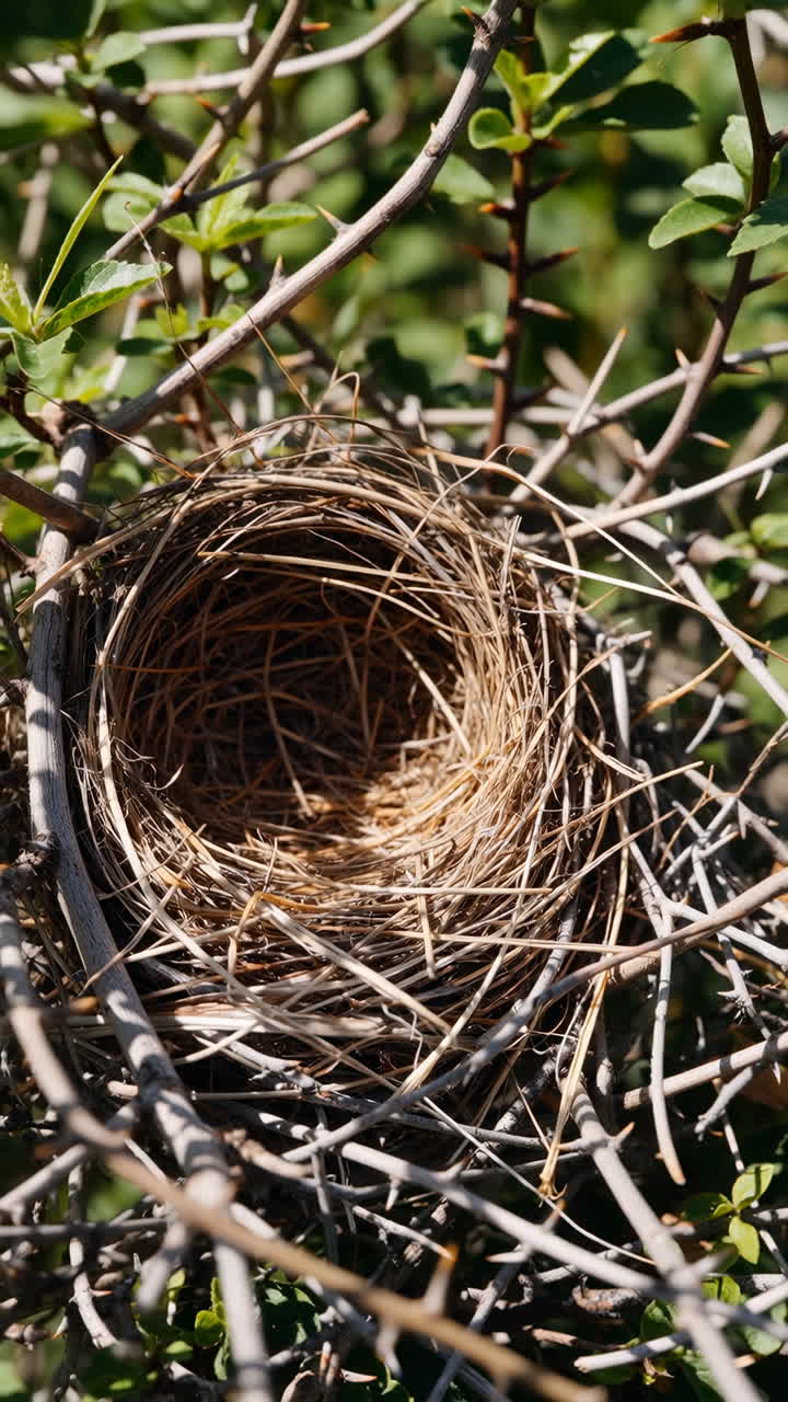 Empty Bird's Nest in a Thorny Bush