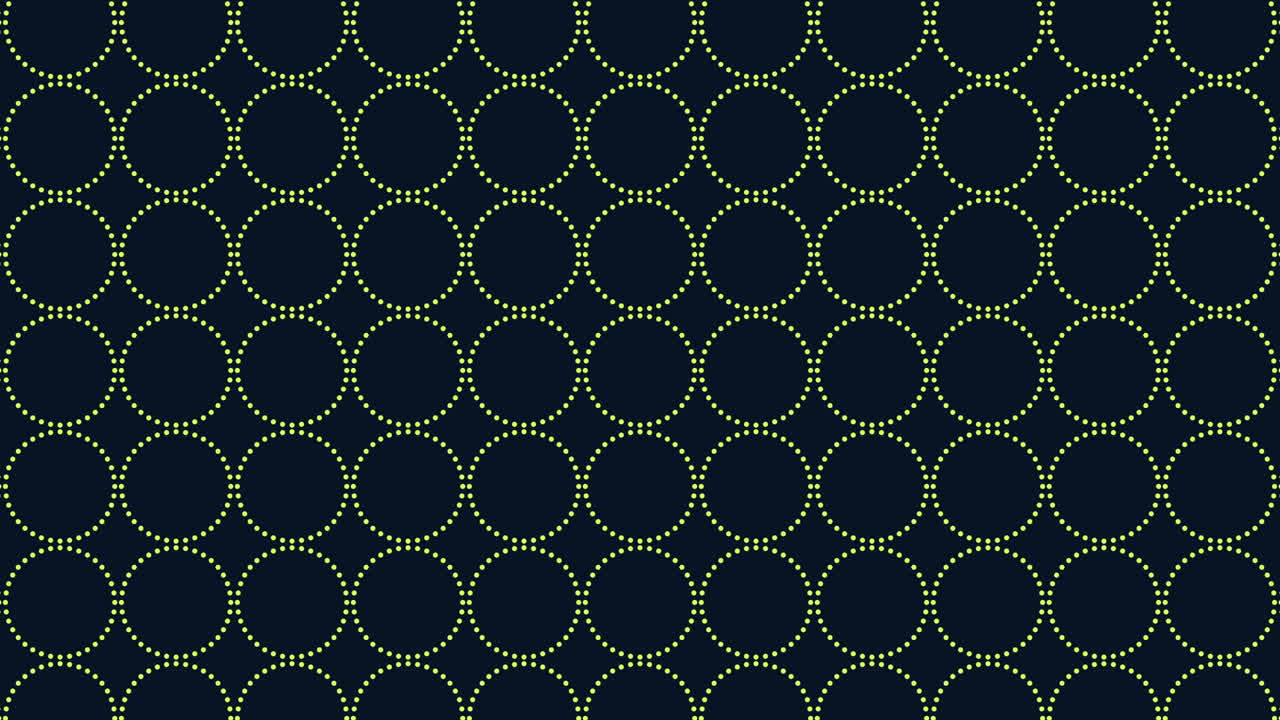 An abstract design featuring black and green dots interconnected by wavy lines in a circular arrangement, creating a visually engaging and modern pattern