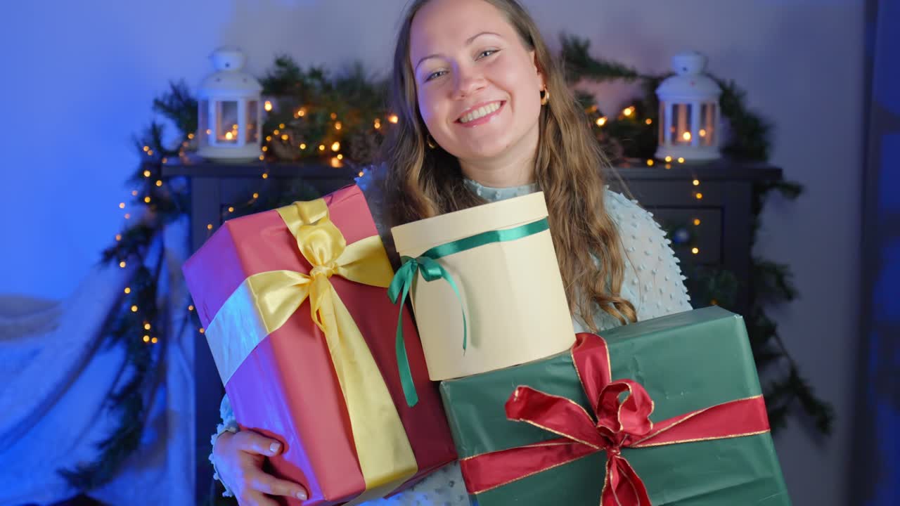 Triple Presents: Brunette's Happiness with Three Christmas Surprises, Blue-Eyed Joy