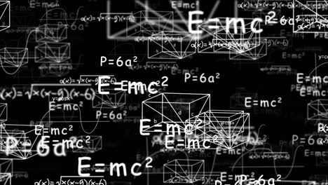 4k loop animation of mathematical formulas, calculations, graphs.