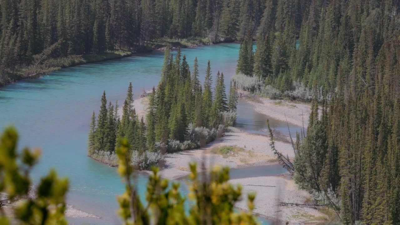 Acque turchesi del fiume Bow nel Parco Nazionale di Banff, Canada