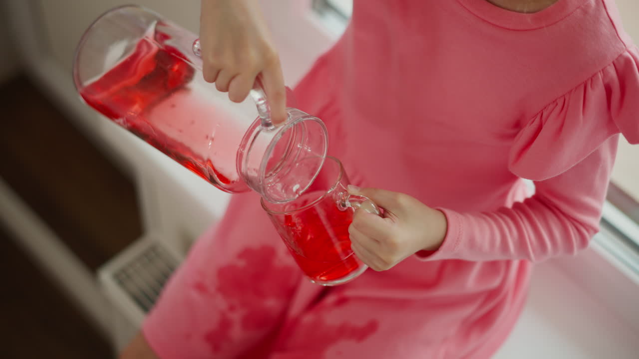 Child Pouring Drink, Spill Accident