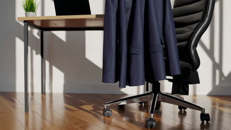 modern office workspace with jacket