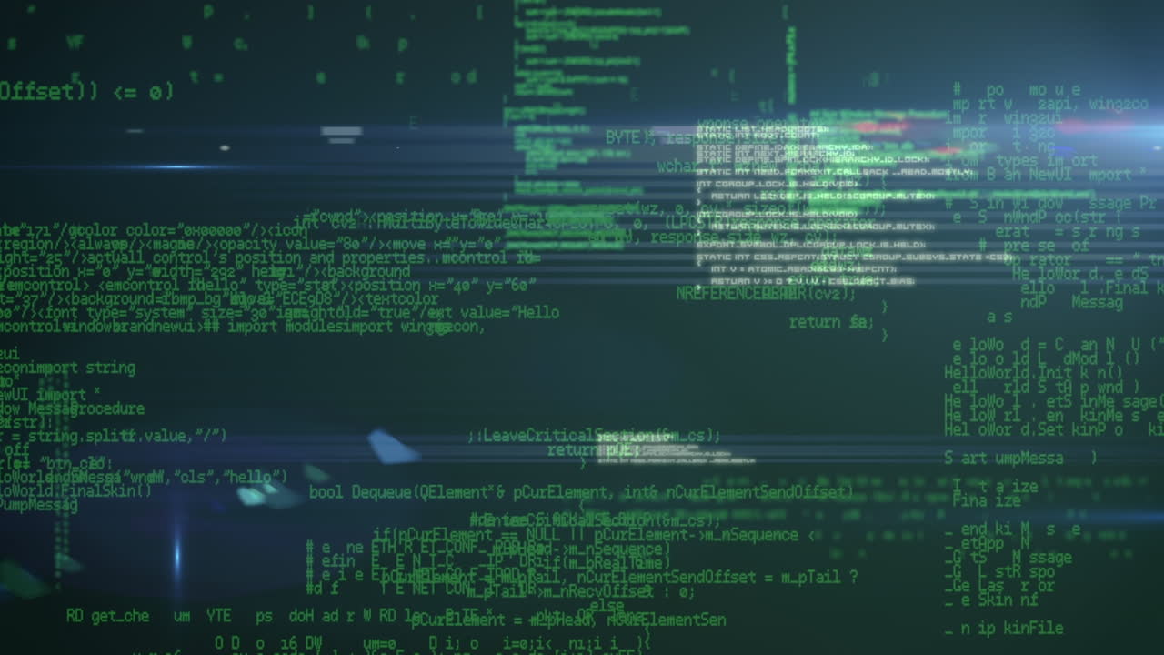 Animation of data processing over black background