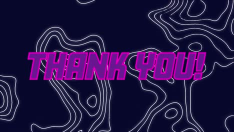 animation of thank you text over white moving lines