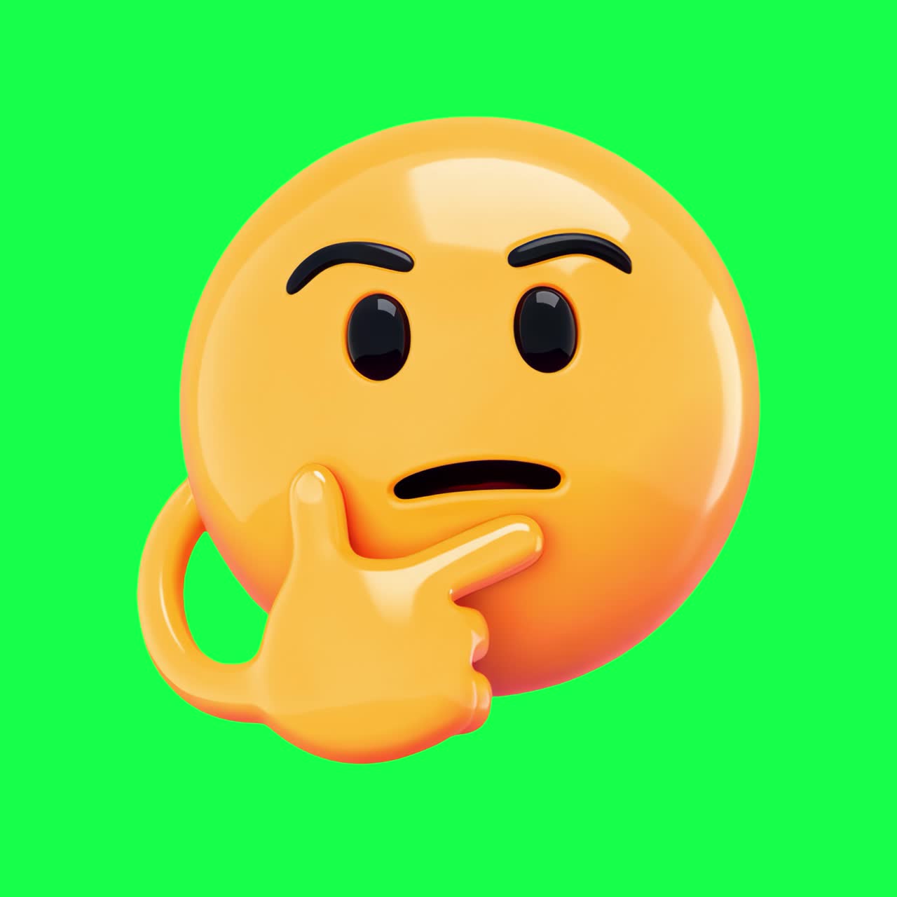 Thinking emoticon animation, transparent 4K video, green screen