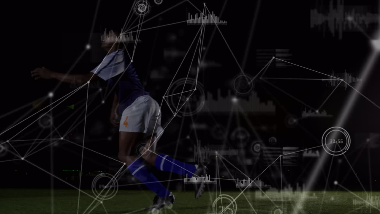 아프리카계 미국인 축구 선수에 대한 데이터 처리 연결 네트워크의 애니메이션.