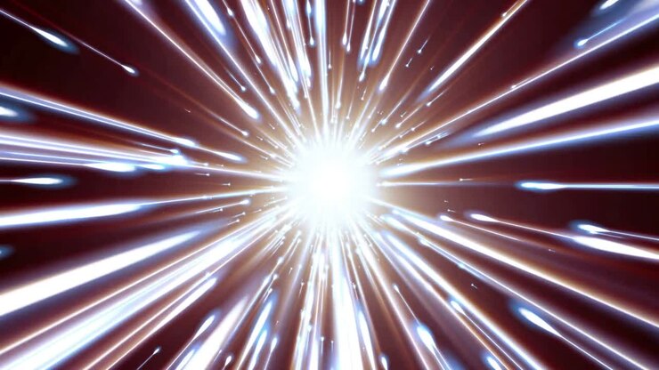 Dynamic light tunnel. Bright lines quickly move away from us. Looped