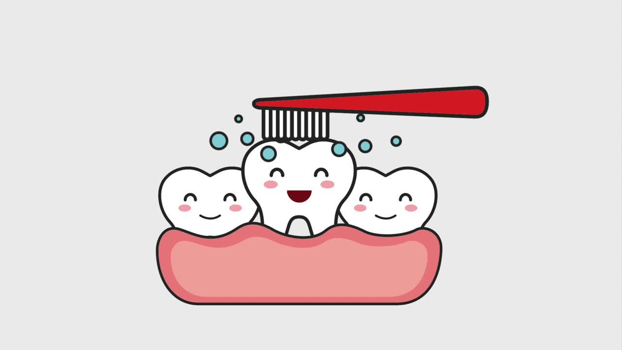 los dientes en las encías cepillando burbujas higiene