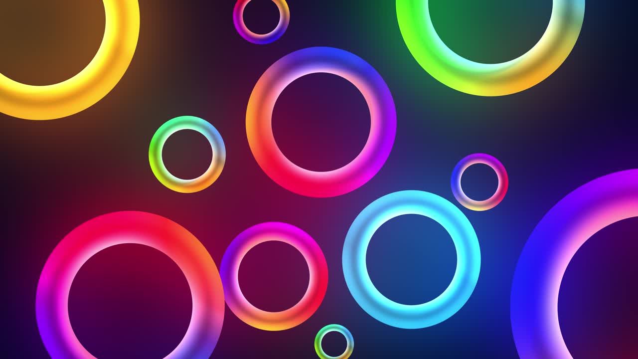 Sfondo grafico animato in loop 4K con cerchi LED luminosi e colorati