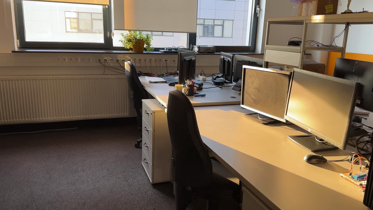 Empty corporate office with workstations