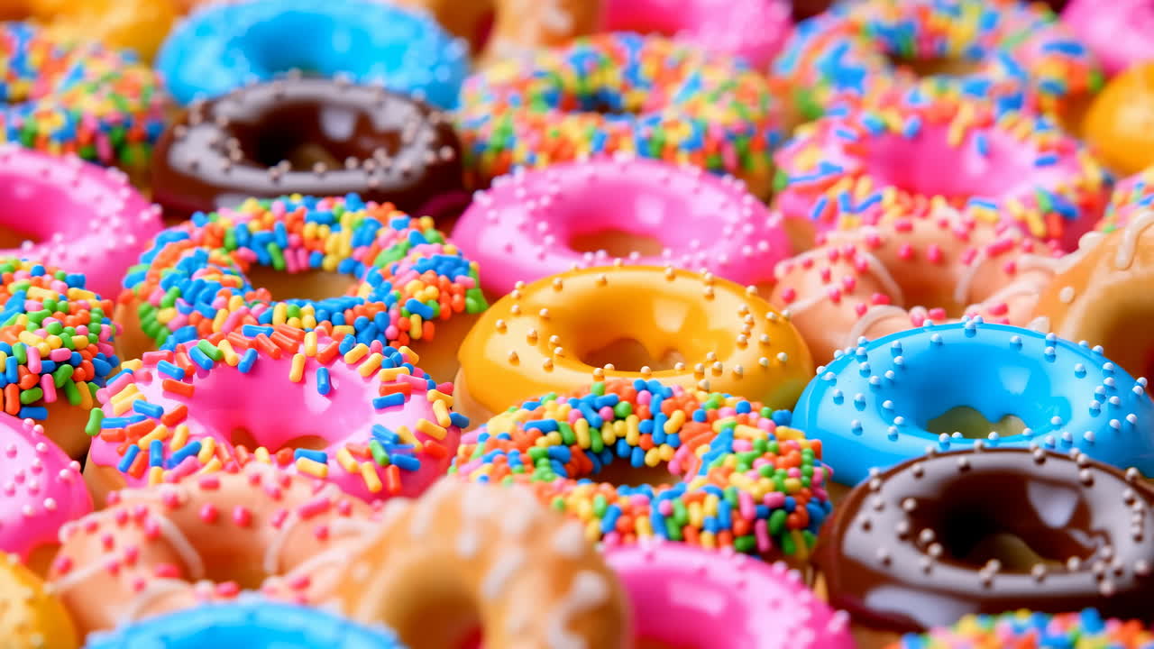 Assortiment de donuts aux couleurs vives avec décorations et glaçage