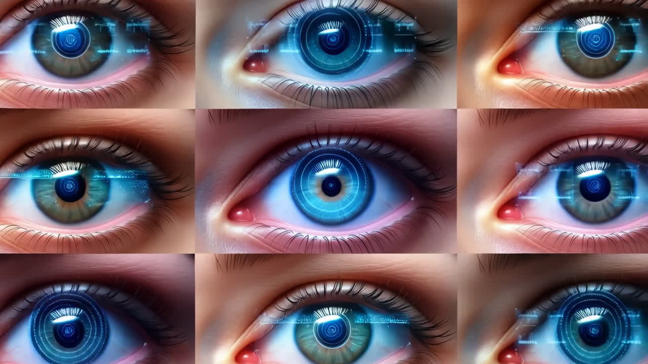 Futuristic Human Eyes with Augmented Reality Digital Overlays
