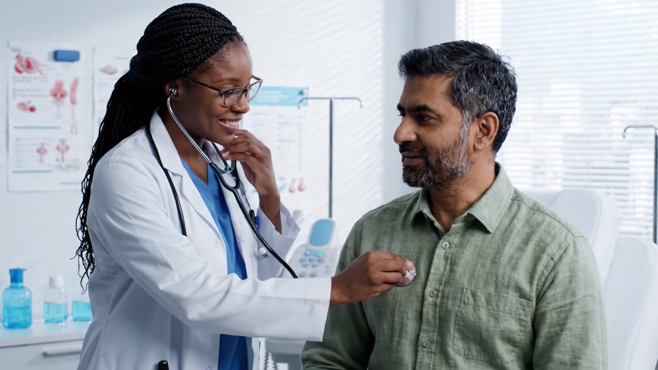 A Positive Healthcare Interaction: A Doctor Communicates with a Patient in a Modern Medical Setting, Highlighting Compassion and Professionalism