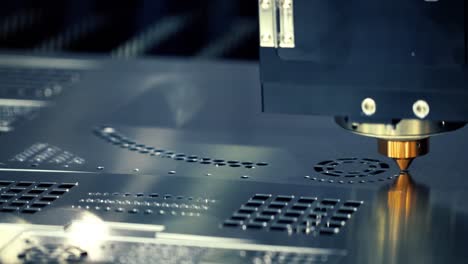 cnc laser cutting of metal, modern industrial technology.