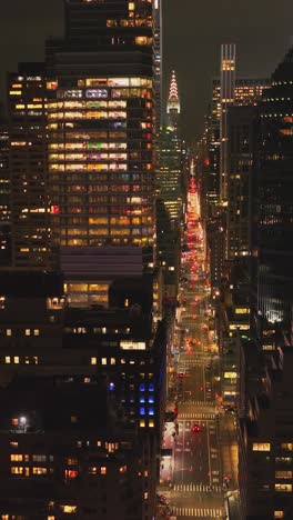 busy streets in downtown at dusk. manhattan, new york city, usa