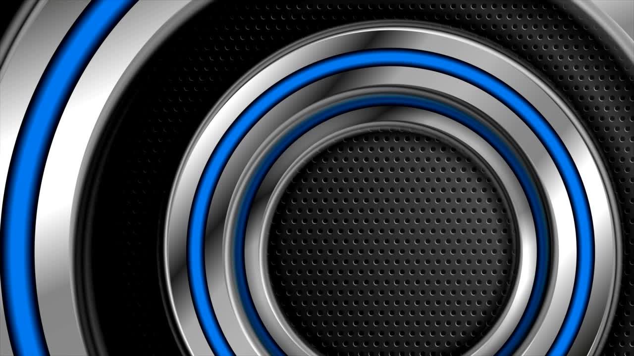 Design de movimento de tecnologia abstrata com círculos prateados e azuis