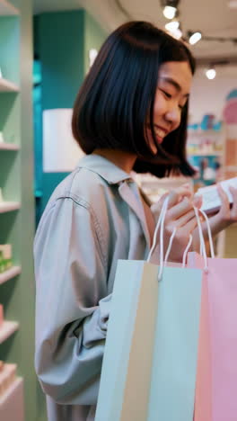 woman shopping for cosmetics in a store