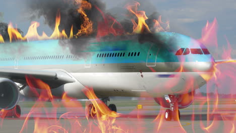 engine fighting the airplane fire