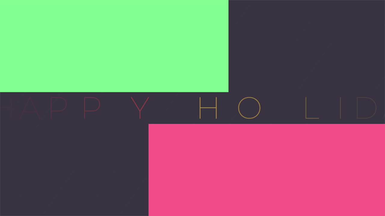 colorido collage felices vacaciones en cuadrados verdes, rosados y amarillos