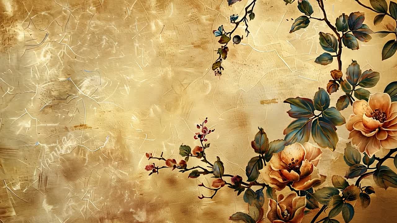 Vintage Floral Background with Textured Gold and Bronze Hues