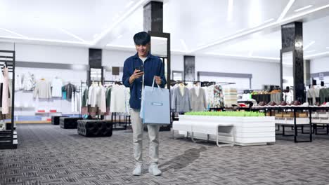 man shopping in a modern mall