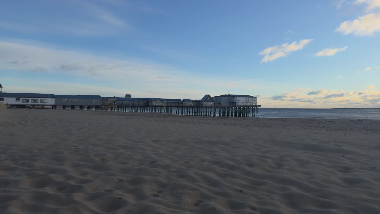 Old Orchard Beach pier in Maine at Sunrise in early January