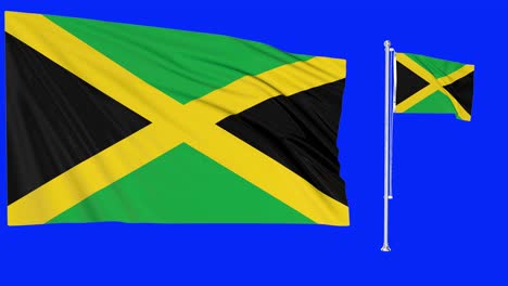 Pantalla-Verde-Ondeando-Bandera-Jamaica-O-Asta-De-Bandera