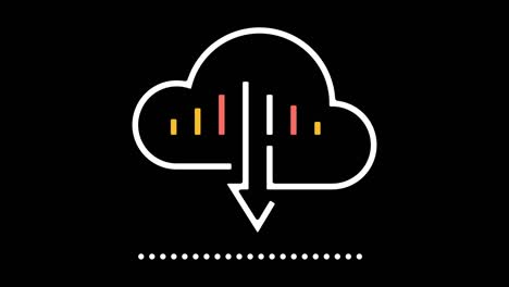 animación del icono de la línea de la aplicación en la nube con alfa