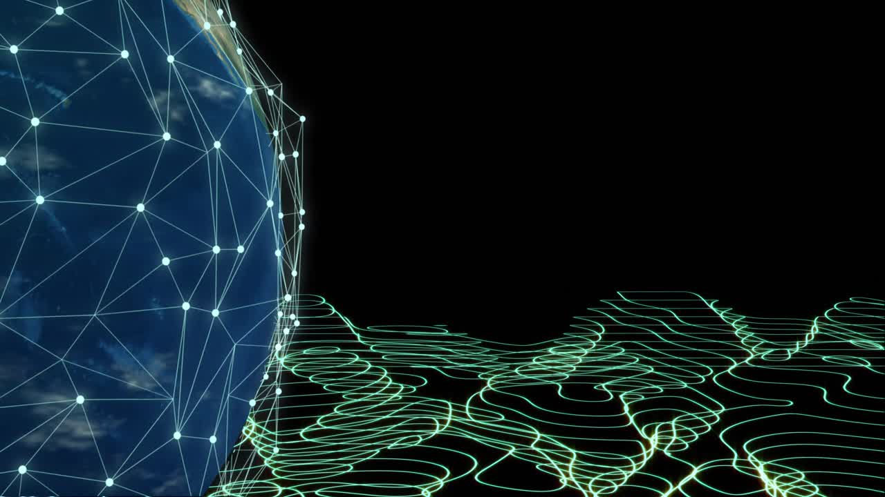 Animation of globe with network of connections on black background