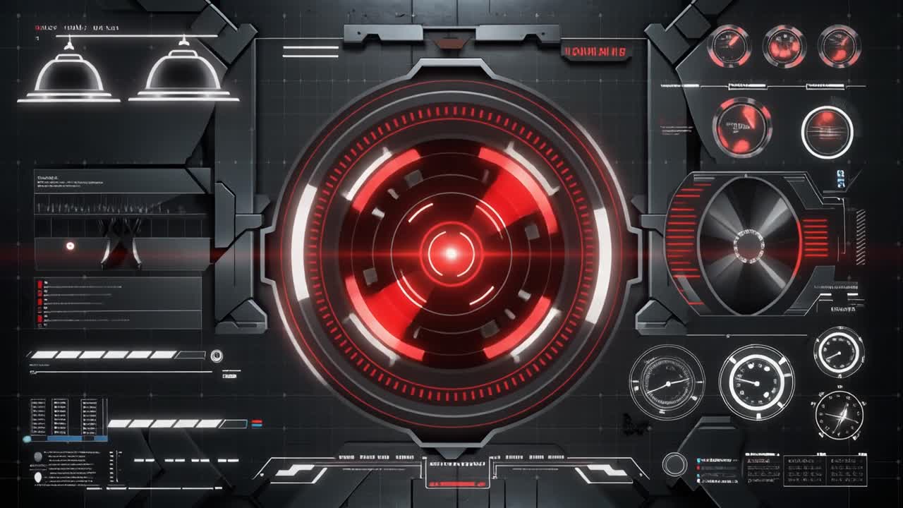 Futuristic High-Tech Digital User Interface with Red Elements