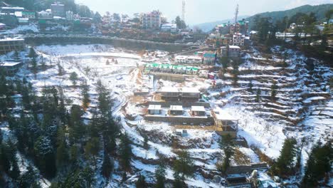 aerial view after snowfall in kufri shimla