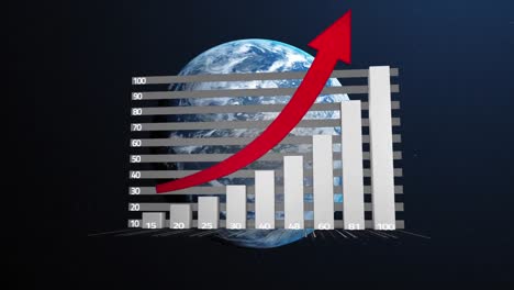 animation of data processing and statistics over globe