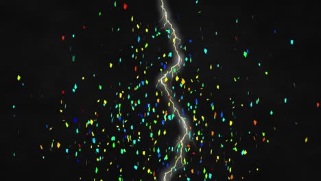 animation of confetti over lightning on black background