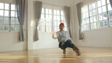 male break dancer dancing in home, video in 4k 50fps