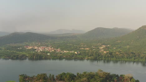 river with hills behind it