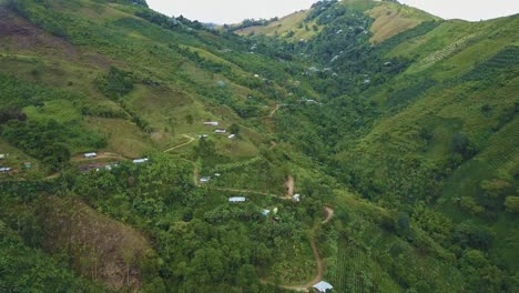 aerial shot of the coffe region in huila, colombia