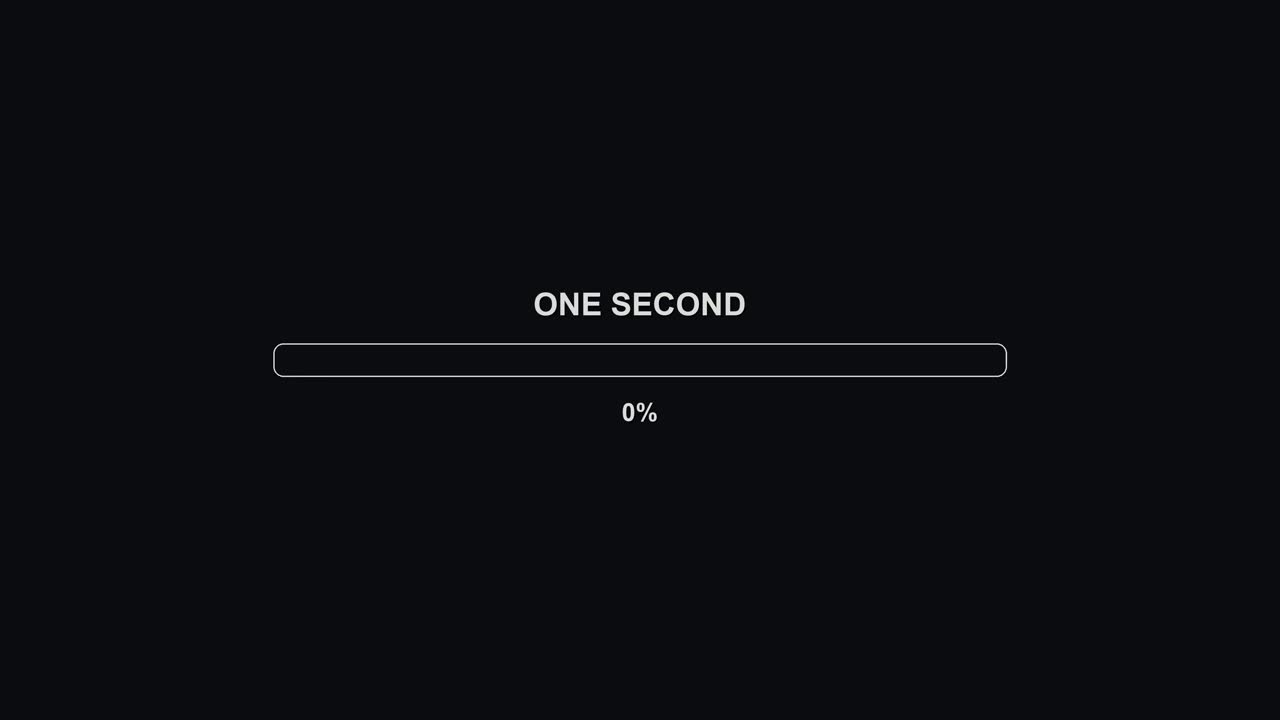 Animation shows a progress bar indicating one second with a complete status of 100 percent. It serves as a visual aid for a video creator during streaming