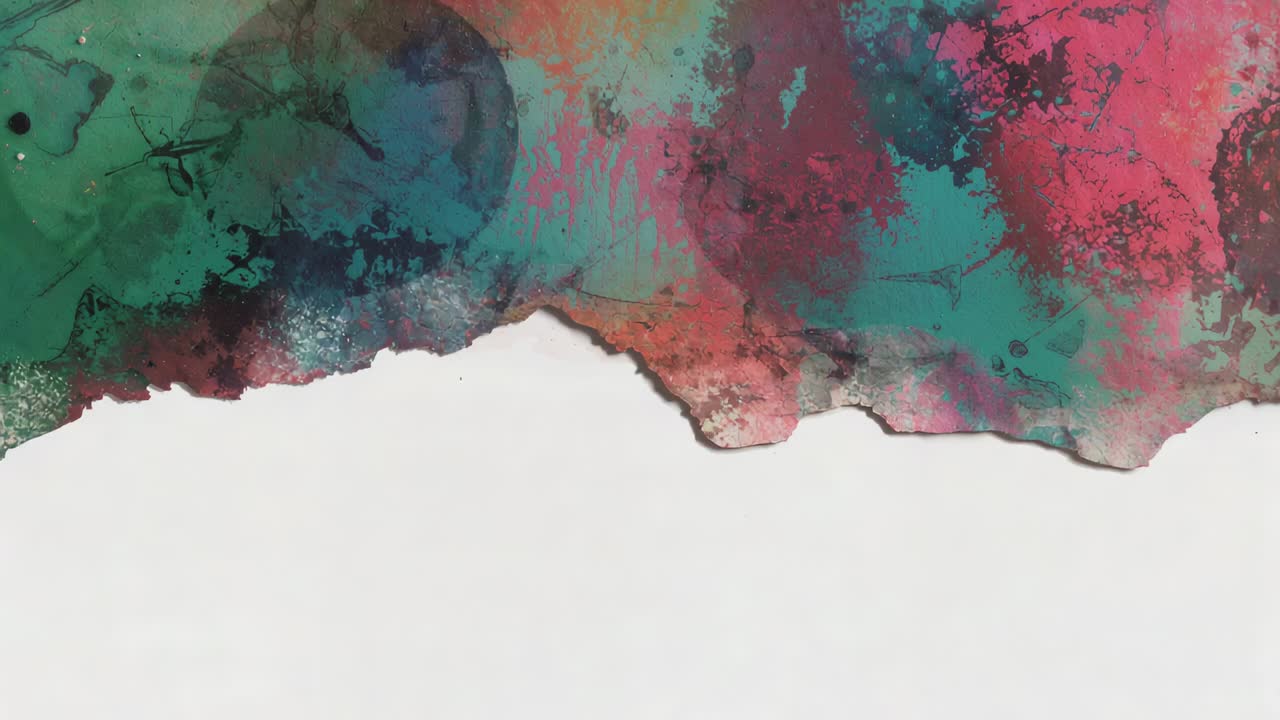 Showing watercolor strip deepening color during scan, with torn edge and ink splatters