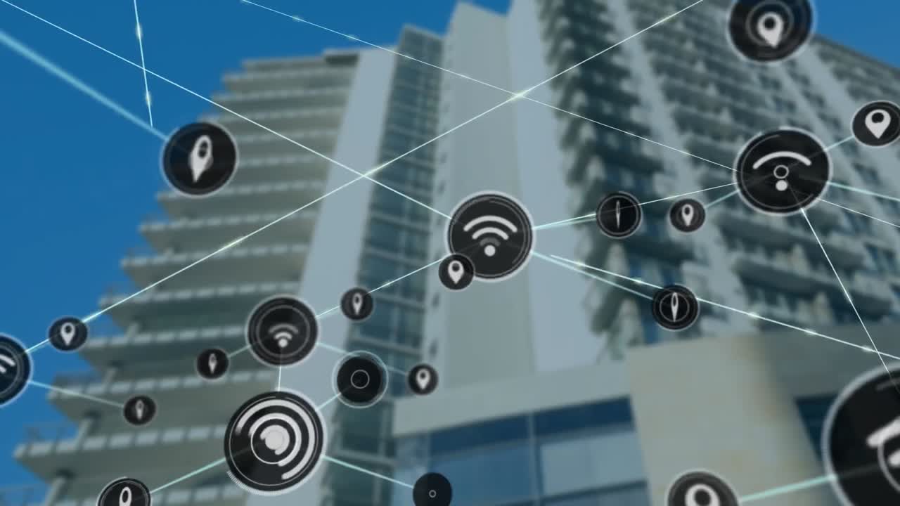 red de iconos digitales contra la red de supervisor masculino senior red de en el almacén.