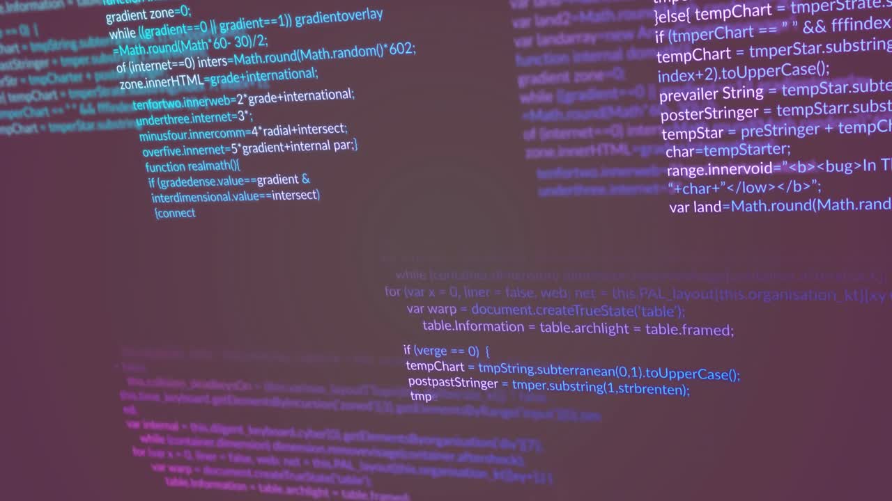 animación del procesamiento de datos informáticos sobre un fondo oscuro