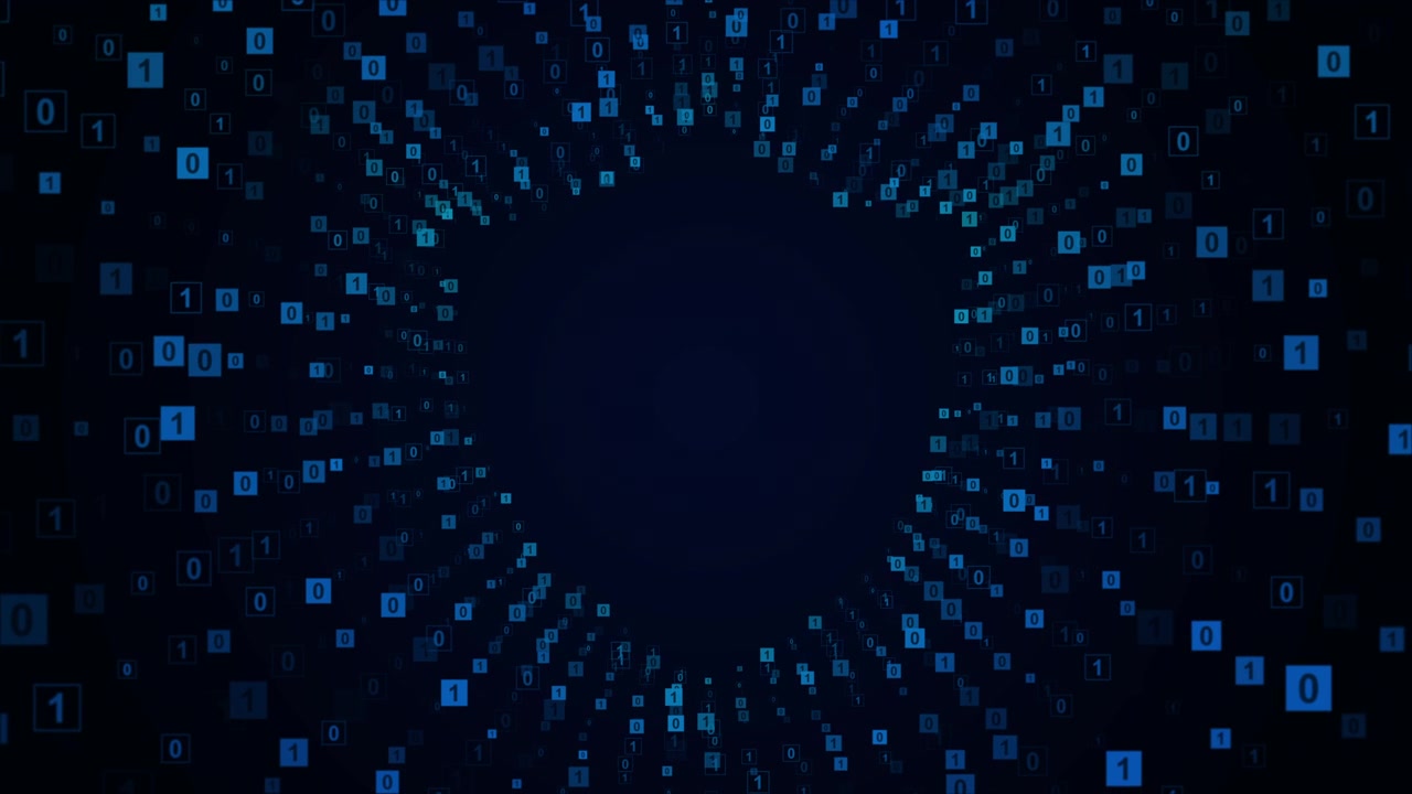Abstract Digital Tunnel of Floating Binary Code