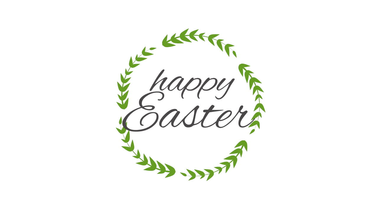 Buona Pasqua con foglie verdi in cerchio su sfumatura bianca