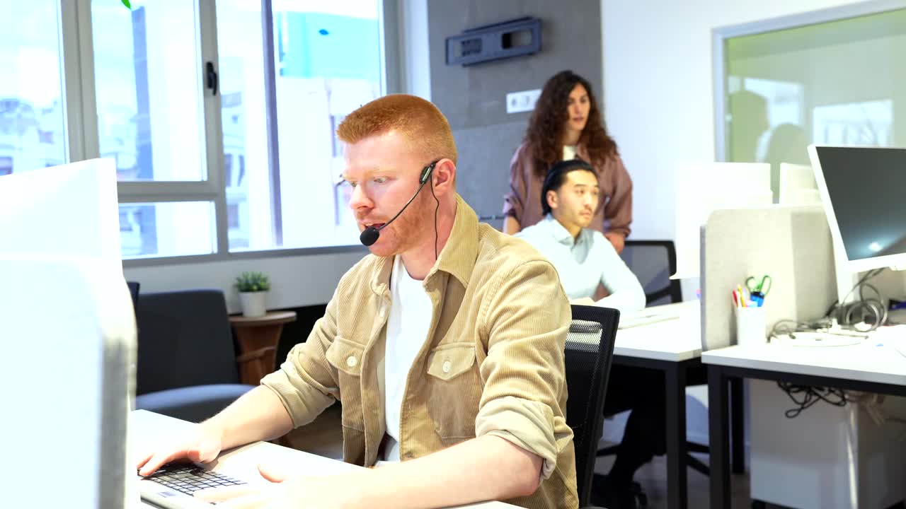 Office workers in a modern office environment