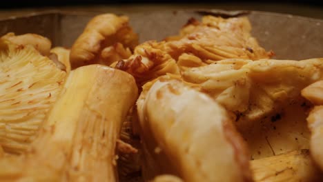 close-up of cooked mushrooms