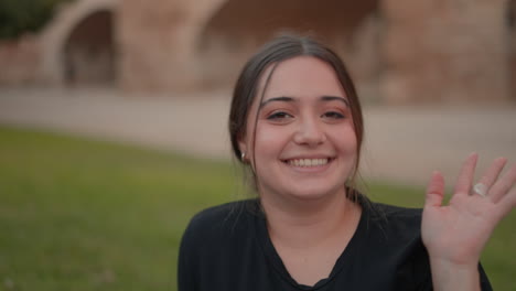 happy woman in a park