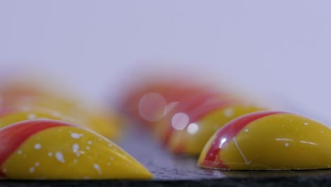 close-up of colorful hand-crafted chocolates