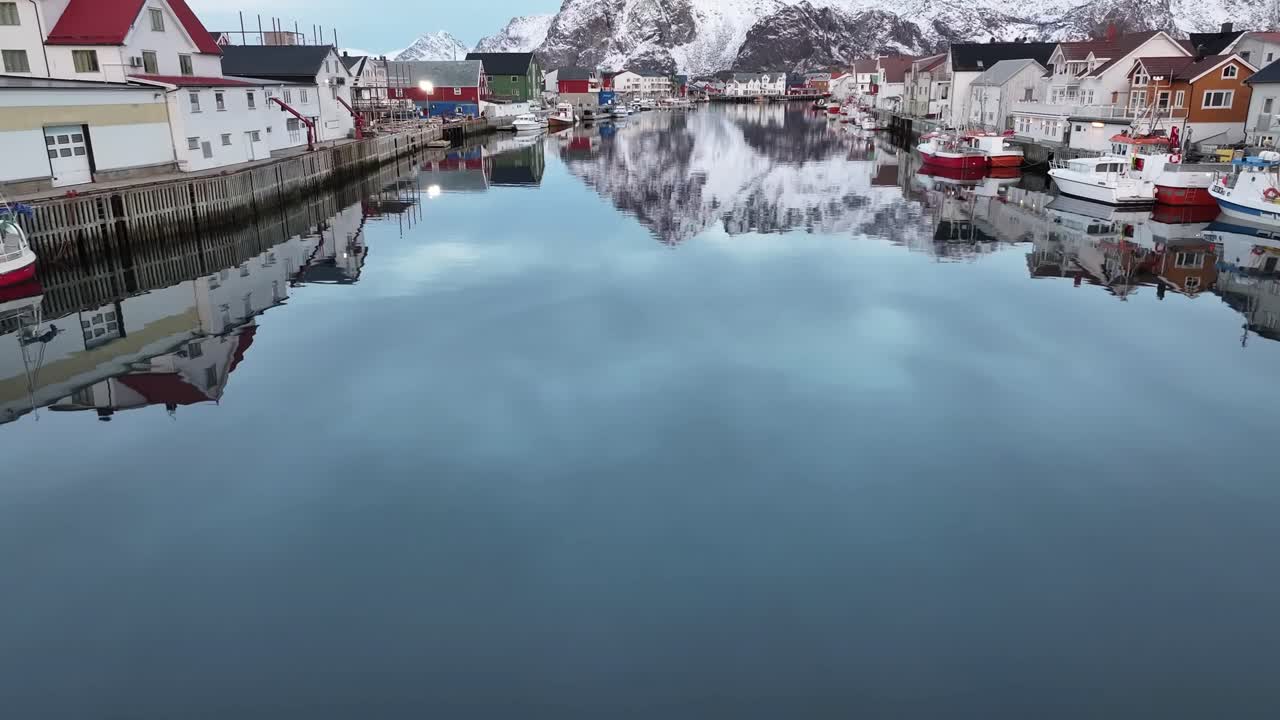 vista aérea de las islas lofoten hermoso paisaje durante el invierno