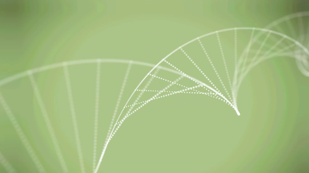 Formazione astratta di elica di DNA con forme geometriche fluttuanti