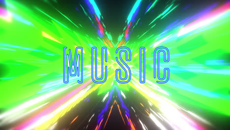 animation of music text on multi coloured background